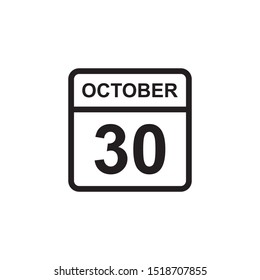 calendar - October 30 icon illustration isolated vector sign symbol