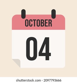 calendar october 4nd, isolated object