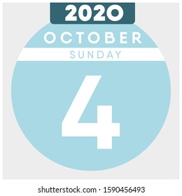 
Calendar, October 4th, 2020. Blue color