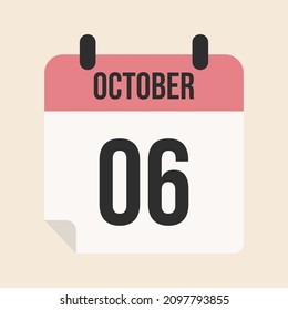 calendar october 6, isolated object