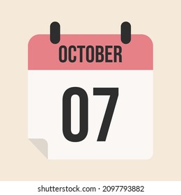 calendar october 7, isolated object