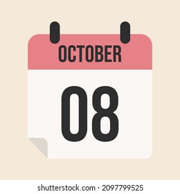 calendar october 8, isolated object