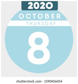 
Calendar, October 8th, 2020. Blue color