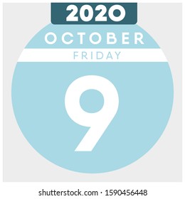 
Calendar, October 9th, 2020. Blue color