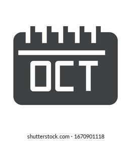 Calendar october black icon on white background