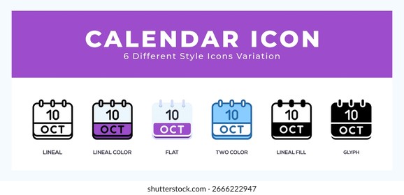 Conjunto de iconos de octubre de calendario de Ilustración vectorial simple.
