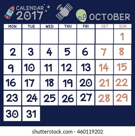 calendar october, illustration and vector
