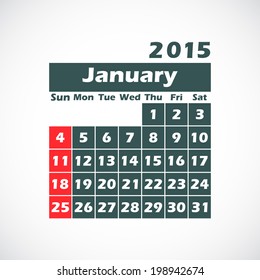 calendar on 2015 year.January. vector illustration.