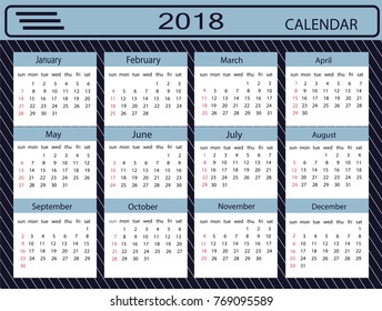 Calendar on a blue background with element  white lines