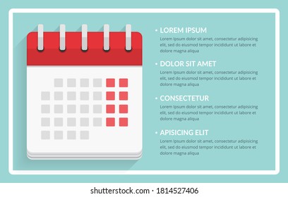 Calendario sobre fondo azul con marco blanco y lugar para el texto, ilustración eps10 vector