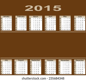 Calendar on brown background, vector