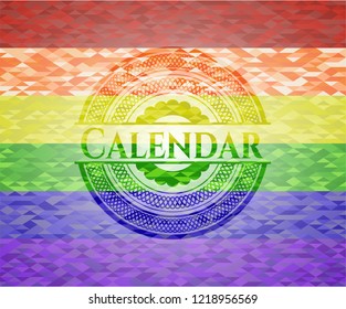 Calendar on mosaic background with the colors of the LGBT flag