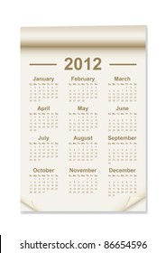 Calendar on note paper with corner curl for tex