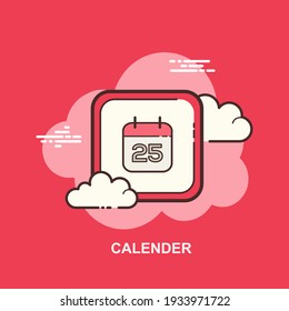 calendar on red background flat concept design