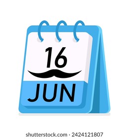 Calendar on a ring with the date June 16. Father's Day. Holiday