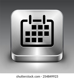 Calendar on Silver Square Button
