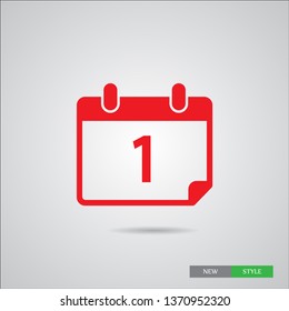 Calendar on the wall , the first day of month icon in trendy flat style . A symbol for your web site design, logo, app, UI. Vector illustration