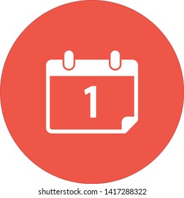 Calendar on the wall , the first day of month icon in trendy flat style . A symbol for your web site design, logo, app, UI. Vector illustration