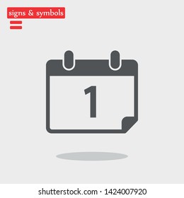 Calendar on the wall , the first day of month icon in trendy flat style . A symbol for your web site design, logo, app, UI. Vector illustration