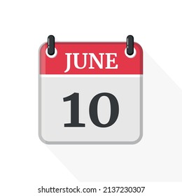 Calendar on white background. 10 June.