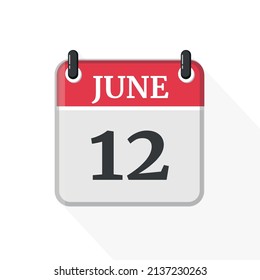 Calendar on white background. 12 June. 