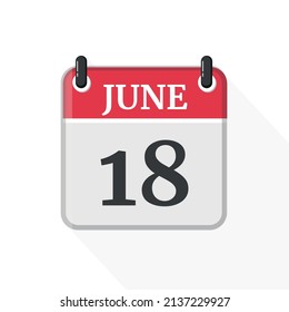 Kalender auf weißem Hintergrund. 18. Juni.
