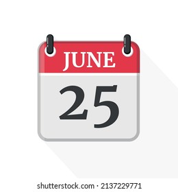 Calendar on white background. 25 June. 