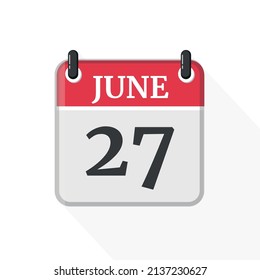 Calendar on white background. 27 June. 