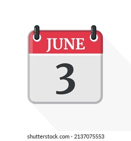 Calendar on white background. 3 June. 