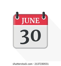 Calendar on white background. 30 June. 