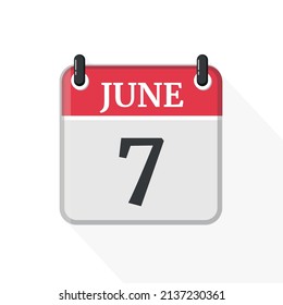 Calendar on white background. 7 June.