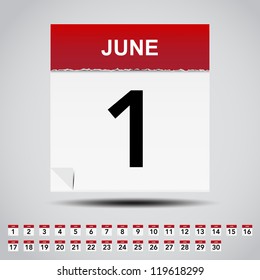 Calendar on white paper note. Illustration