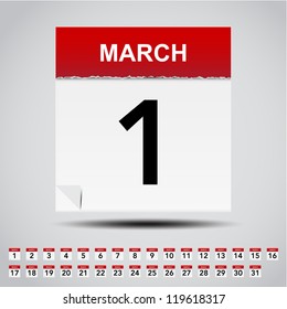 Calendar on white paper note. Illustration