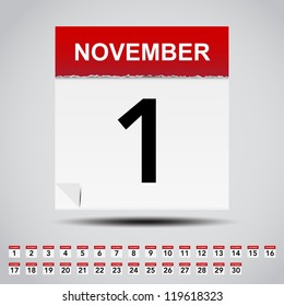 Calendar on white paper note. Illustration