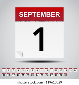 Calendar on white paper note. Illustration
