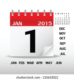 Calendar on white paper. Vector Illustration