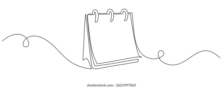 calendar in one continuous line art vector illustration. Calendarr Doodle contour vector illustration