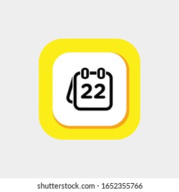 Calendar One Daily Icon, Icon Calendar Vector Art, Daily Calendar, Date 22