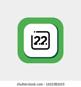 Calendar One Daily Icon, Icon Calendar Vector Art, Daily Calendar, Date 22