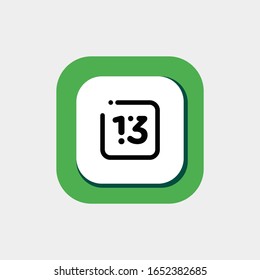 Calendar One Daily Icon, Icon Calendar Vector Art, Daily Calendar, Date 13
