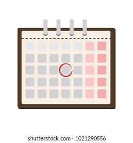 Calendar and one day marked on it. Flat vector illustration.