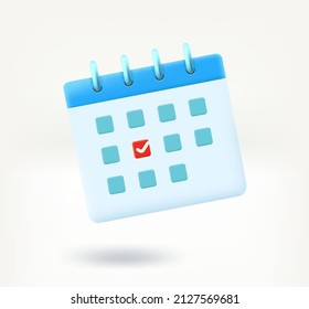 Calendar with one day selected. 3d vector illustration