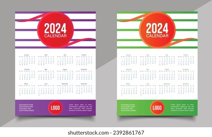 Calendar: one-page or wall calendar design.