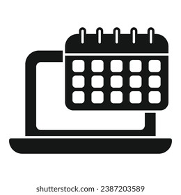 Calendario del vector simple del icono de datos en línea. Control de trabajo. Mínimo oscuro