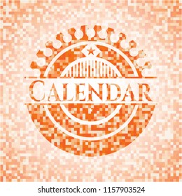 Calendar orange mosaic emblem with background