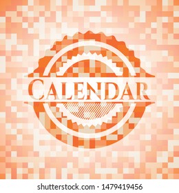 Calendar orange mosaic emblem. Vector Illustration. Detailed.