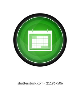 Calendar organizer glossy vector icon, button