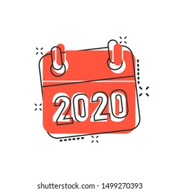 Calendar organizer icon in comic style. Appointment event vector cartoon illustration on white isolated background. Month deadline business concept splash effect.