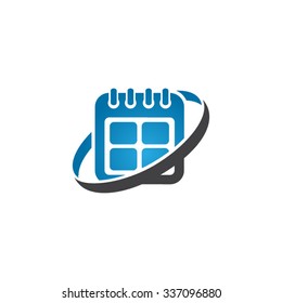 calendar organizer icon logo with circle swoosh