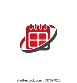 calendar organizer icon logo with circle swoosh